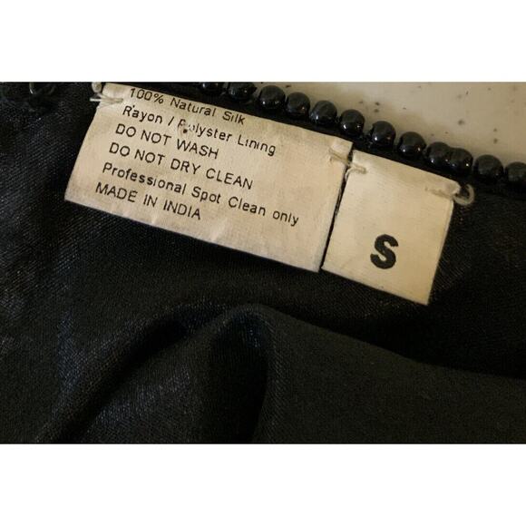 Sweelo Vintage 100% Natural Silk Black Iridescent Beaded Blouse Size Small - Picture 12 of 14